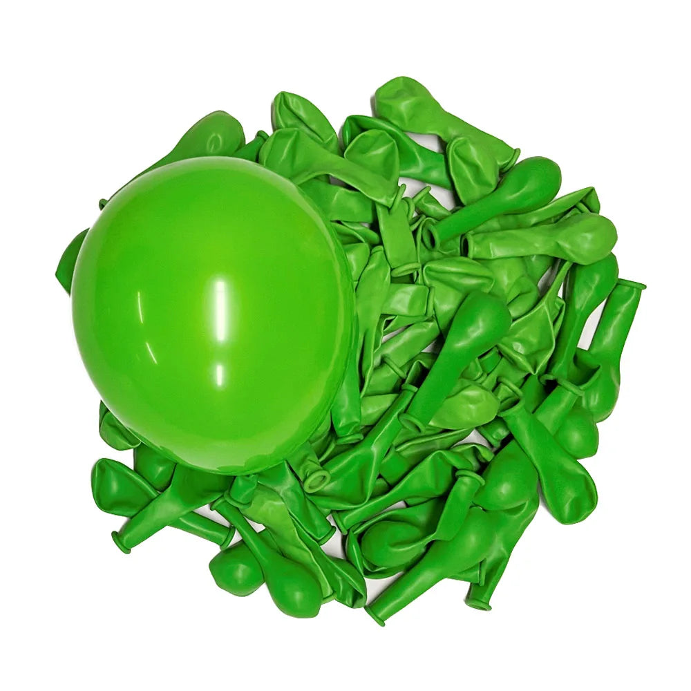 A pile of vibrant lime green latex balloons.