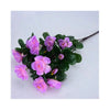 A cluster of artificial purple and pink azalea flowers on a dark stem for outdoor decoration.