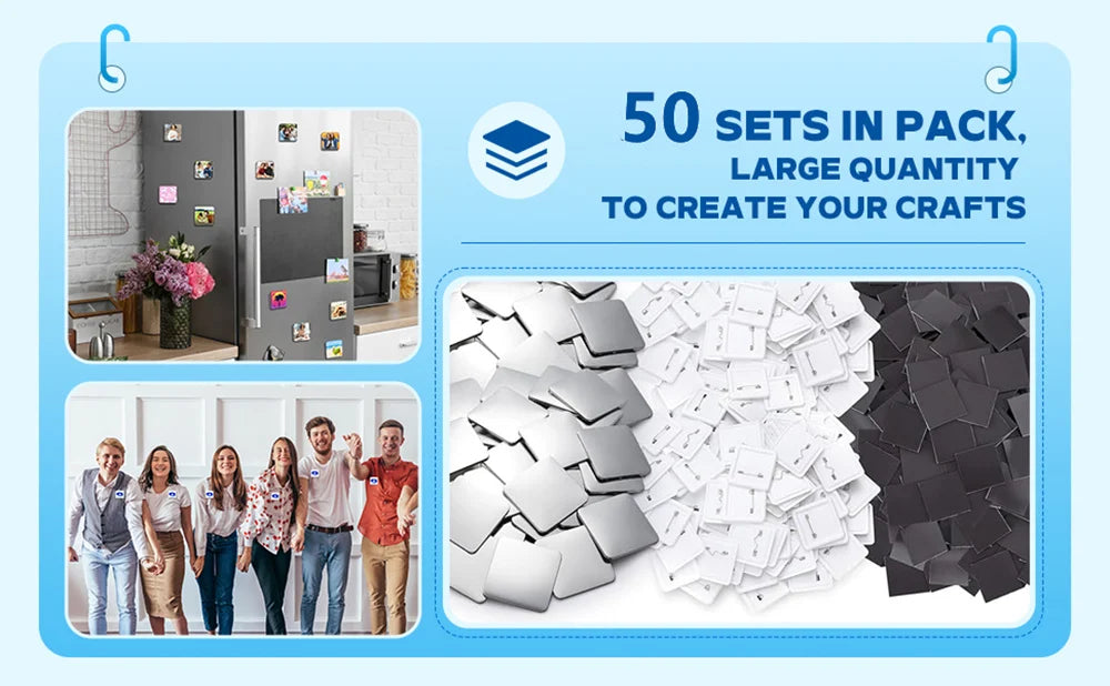 Blank Square Badge Making Kit with Magnetic Backing