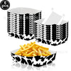Pack of six cow print number foil balloons for farm-themed birthday parties