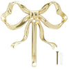 A brass elegant bowknot wall hook with a long rod and screw for home organization.