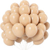 A bunch of pastel latex balloons in shades of beige and cream, tied together.