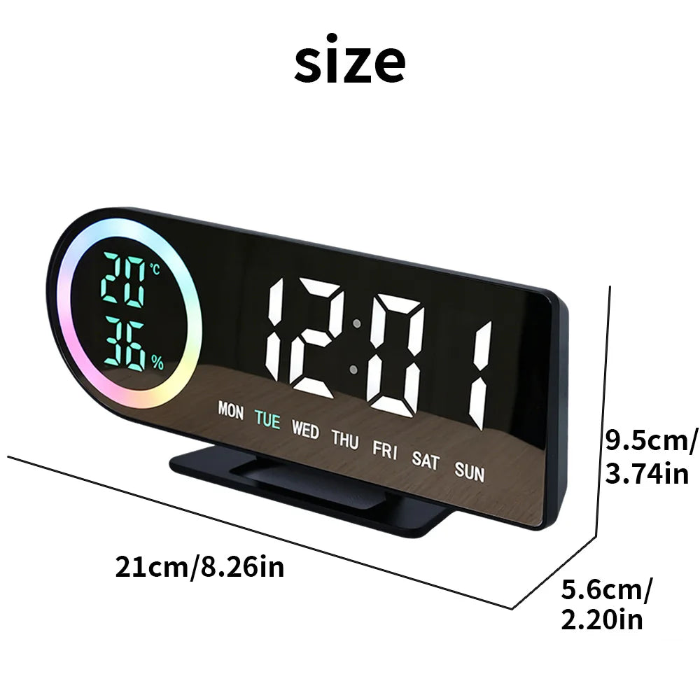 LED Digital Alarm Clock with 7-Color Display
