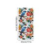 Botanical print static cling window film featuring blue birds and colorful flowers on a white background