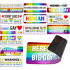 Collection de autocollants magnétiques arc-en-ciel de fierté avec diverses phrases comme 'I'm gay' et autres.