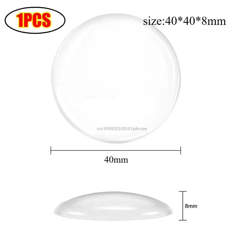 A round, white silicone door stopper bumper with a diameter of 40mm and a height of 8mm.