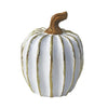 Elegant white and gold resin decorative pumpkin with a curved stem