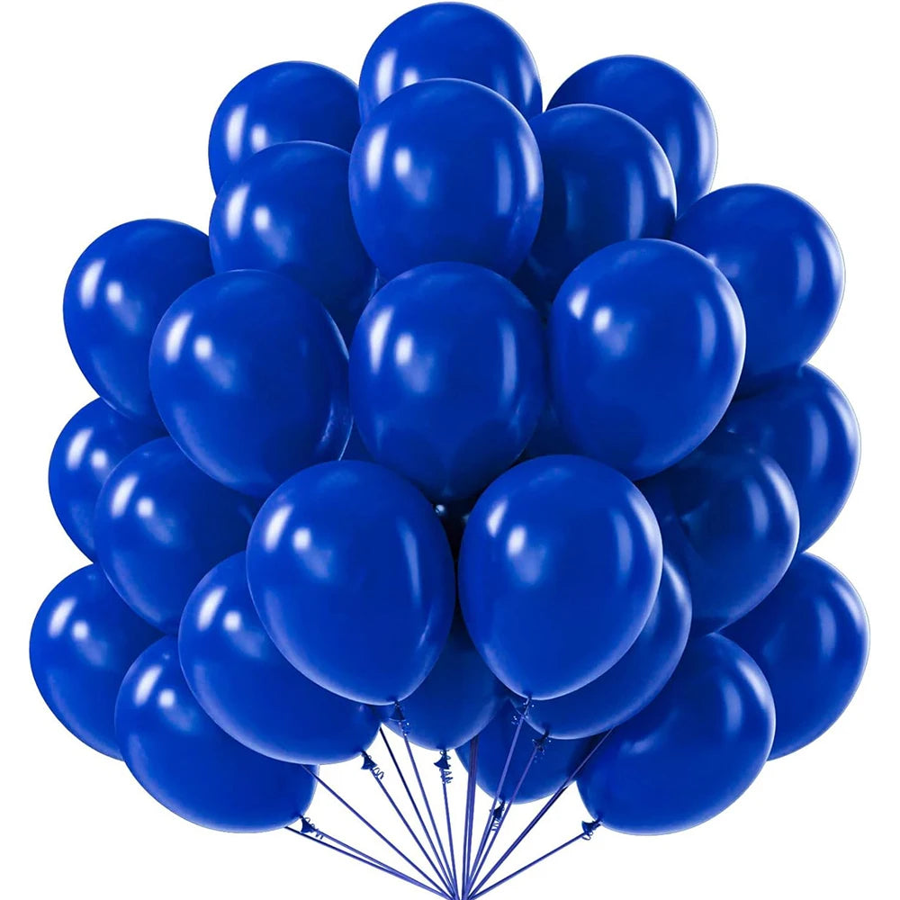 A bouquet of bright blue latex balloons used for party and wedding decoration.