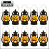 Ten DIY Halloween pumpkin lanterns with LED projection effects in black and orange.