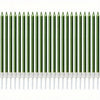 A row of green birthday candles with white tips.