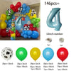 A colorful latex balloon garland kit featuring various colored balloons and a large blue number balloon.