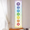 Vertical tapestry featuring a series of colorful chakra symbols for spiritual decor