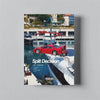 Album cover art for Split Decision featuring a red sports car on the deck of a boat.
