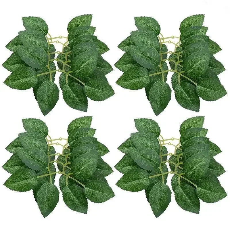 A set of realistic green foam rose flower heads for weddings and DIY crafts.