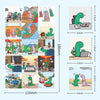 A pack of dinosaur and joguman decals stickers shown in various contexts and colors.