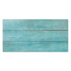 A horizontal wooden sign painted in a light blue or teal color with distressed texture.