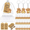 Bear keychain party favors with organza bags and thank you tags