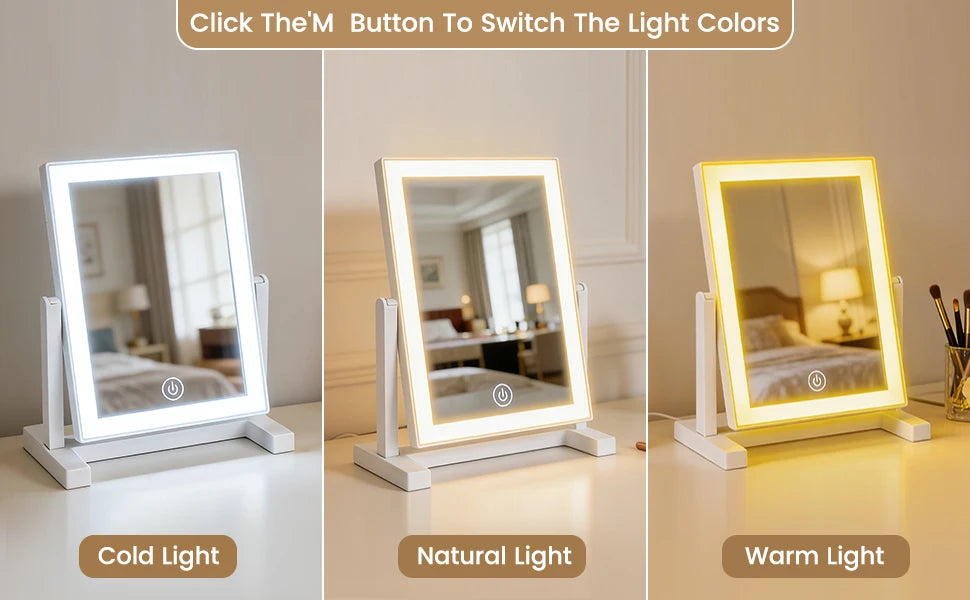 LED Makeup Mirror with 3 Color Lighting and Touch Control