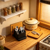 Miniature Dollhouse Kitchenware Set with Storage Rack