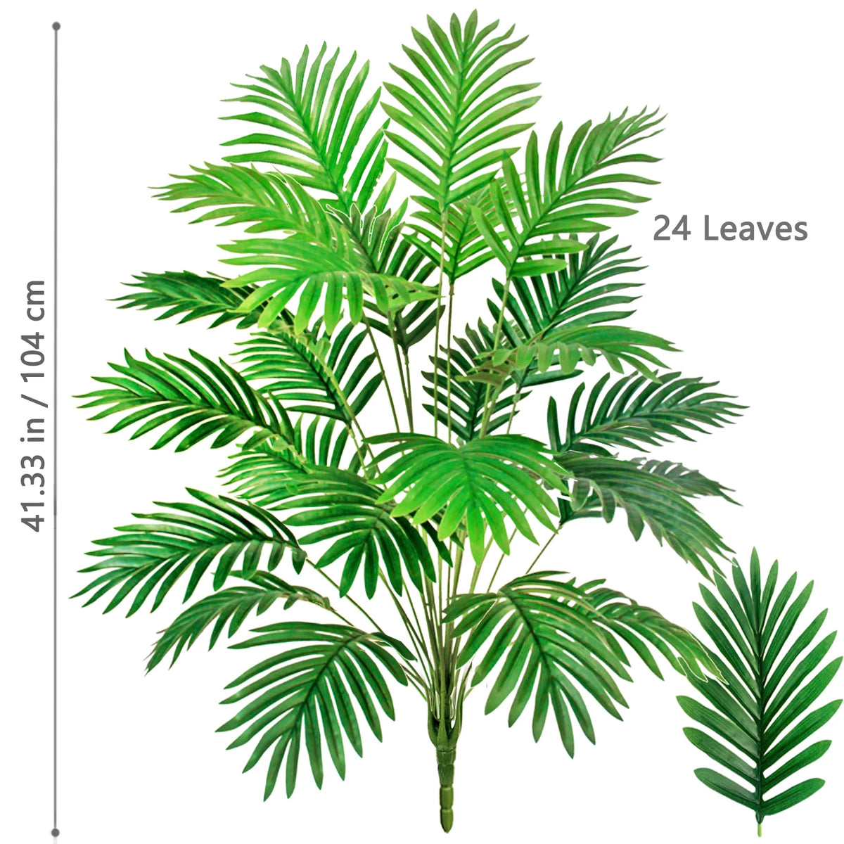 A vibrant green artificial palm tree featuring 24 silk leaves.