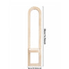 A vertical wooden wall shelf shaped like an arch with a rectangular shelf inside.