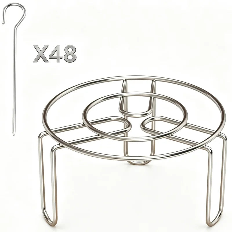 Stainless steel vertical skewer rack with 48 skewers for air fryer