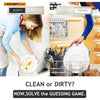 Dishwasher clean or dirty sign magnet showing a comparison between clean and dirty dishes.