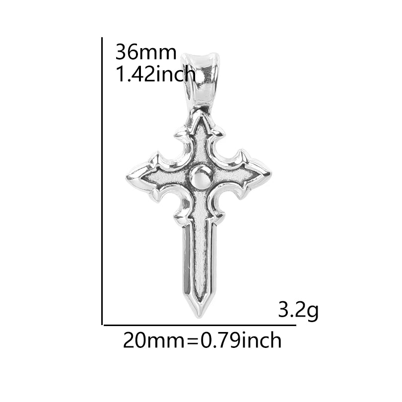 Silver cross charm for jewelry making with dimensions 36mm and weight 3.2g