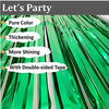 Green metallic tinsel foil fringe curtain backdrop with double-sided tape for parties