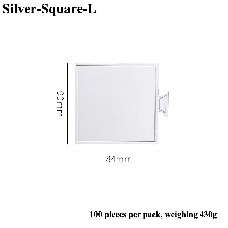 Silver-Square-L cake board, white, 90mm high, 84mm wide, 100 pieces per pack.
