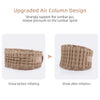 A tan inflatable lumbar support belt shown before and after inflation.