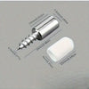 A silver heavy-duty shelf support peg with a screw and a white plastic cap shown against a gray background.
