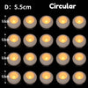 A grid showing various sizes of 5.5cm circular flameless floating LED tealight candles.