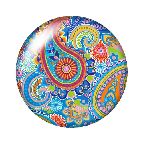 Round Leaf Pattern Flat Back Glass Cabochons for Jewelry Making
