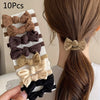 Elegant Bow Hair Ties Set for Women – Soft Stretch Fabric Ponytail Holders