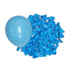 A light blue balloon next to a pile of vibrant blue latex balloons.
