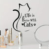 Cat Silhouette Wall Decal with 'Life Is Better with Cats' Quote