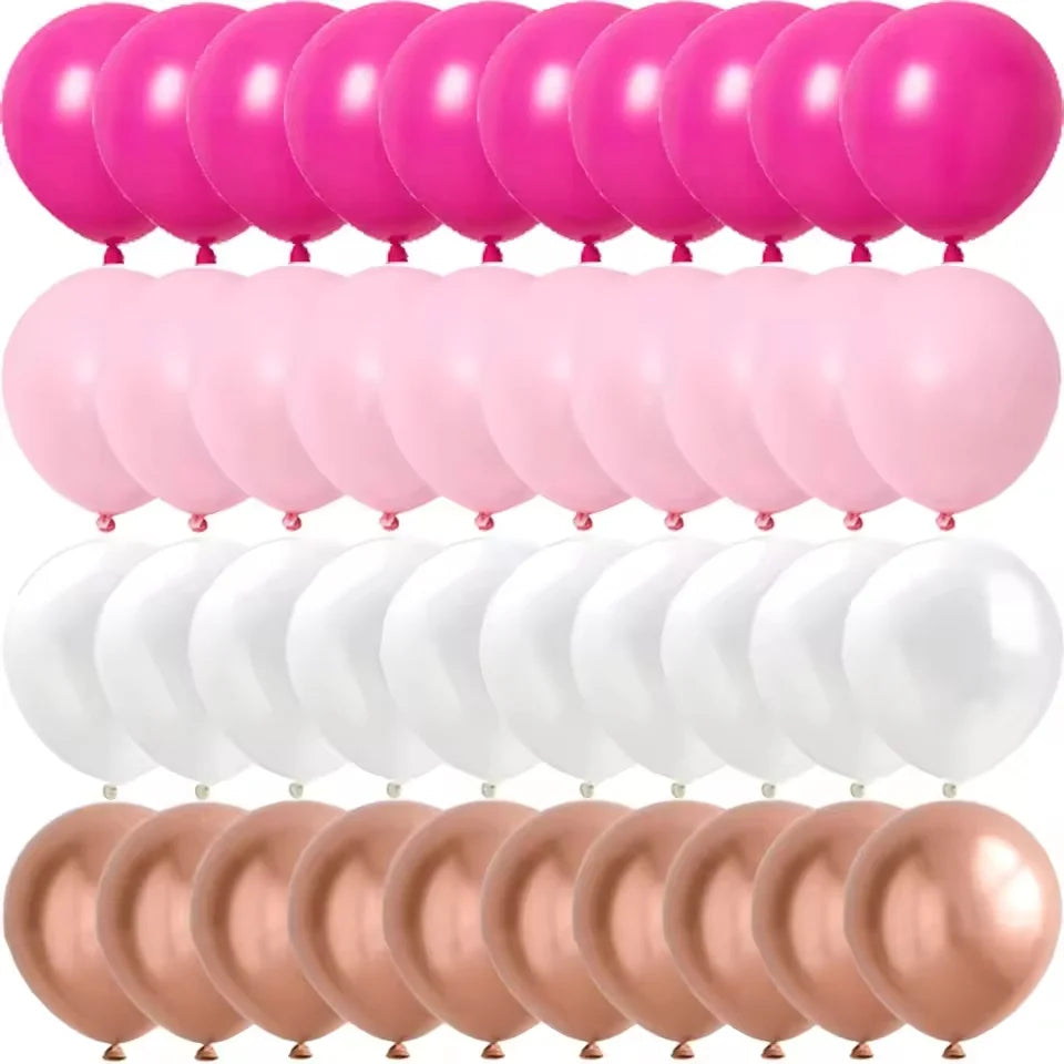 Rose Pink Metallic Latex Balloons for Parties & Celebrations