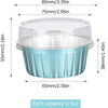 Clear plastic dessert ramekin with a light blue tint and a matching lid, measuring 85mm in diameter.