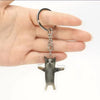Silver acrylic keychain featuring a black and white cat silhouette