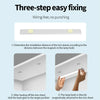Three-step easy fixing guide showing how to attach iron sheets to a lamp body magnetically