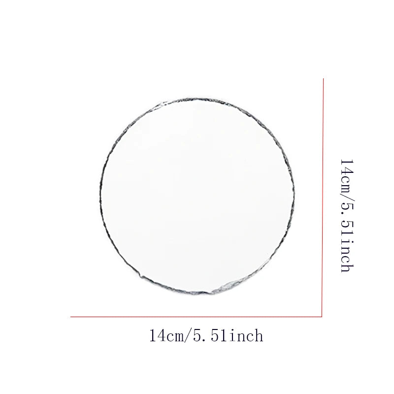 A rectangular slate photo frame with a display stand, shown in a circular outline for size reference.