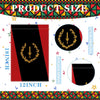 A product size chart showing a 12 inch and 18 inch flag design with gold embroidery.