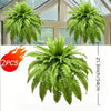 Two artificial Boston ferns, 21.3 inches tall, displayed in a bright indoor setting.
