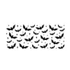 A pattern of black bat silhouettes used as a vinyl decal for glass cups.