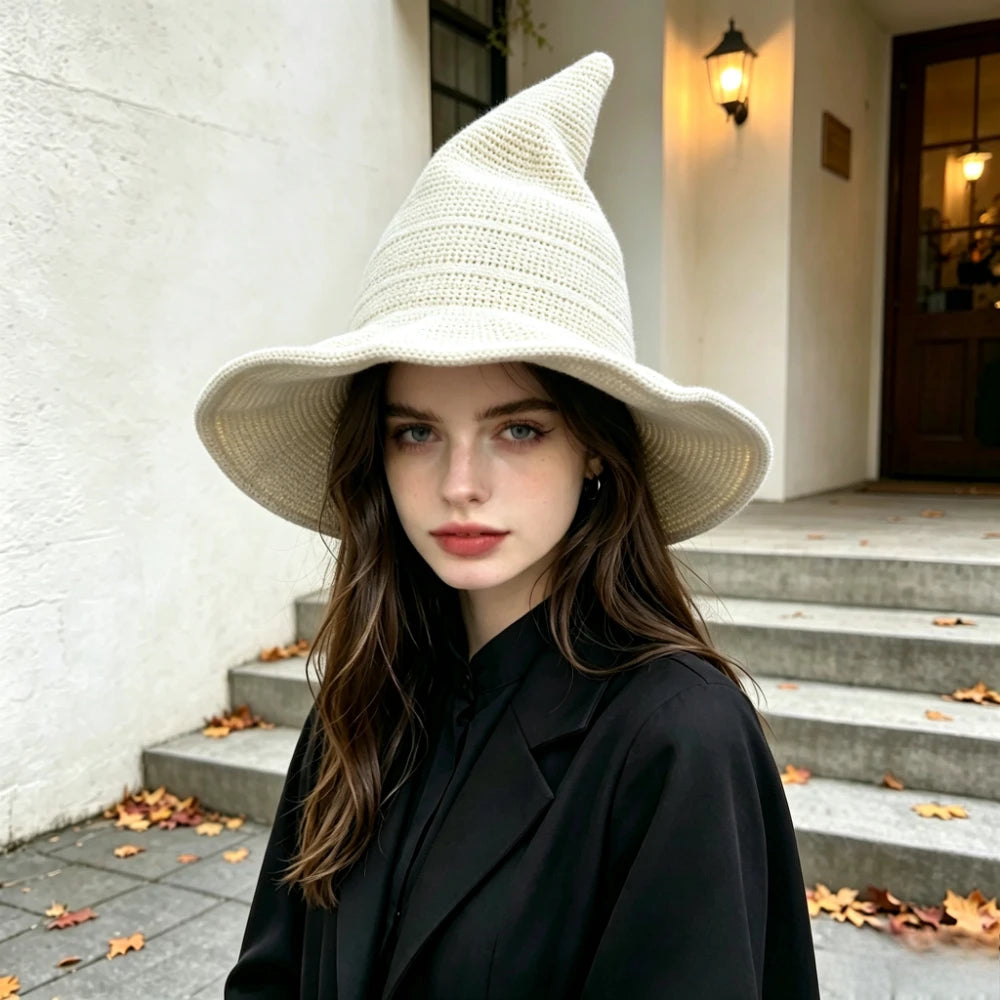 Foldable Knitted Witch Hat for Halloween Costumes & Parties