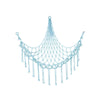 A light blue multi-use storage hammock for toys and plushies, suspended like a canopy.