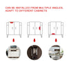 Magnetic cabinet door latch closures that can be installed from multiple angles and adapt to different cabinets.