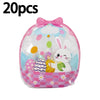 A clear plastic bag filled with 20 Halloween pumpkin witch treat bags featuring a white rabbit design and pink accents.