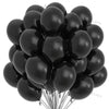 A bunch of black matte latex balloons tied together, ready for a party decoration.